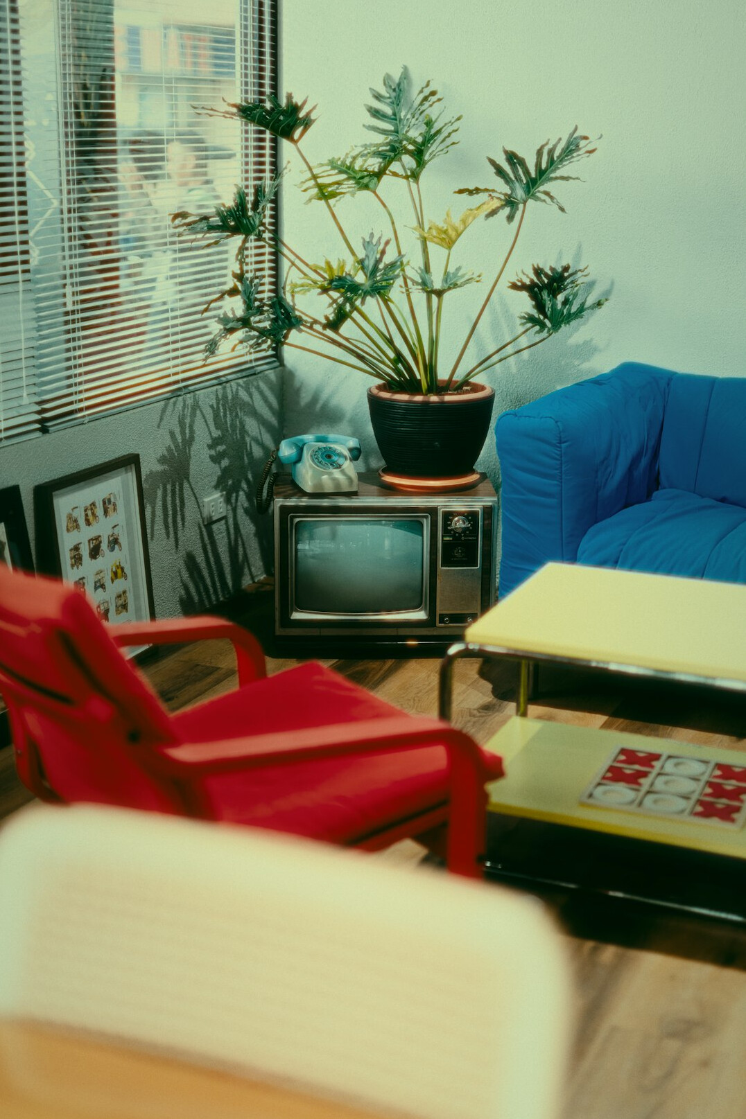 Live television news studio set